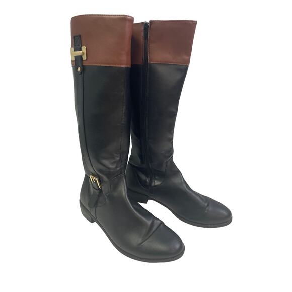 Karen Scott Womens US Size 9.5 Deliee Faux Leather Low Heel Tall Riding Boots - Picture 1 of 8